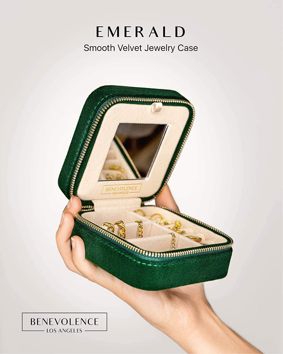 Plush Velvet Jewelry Box | Travel Jewelry Case Organizer with Mirror | Featured in Oprah'S Favorite Things | Best Gifts for Daughter, Girlfriend, Mom | Gifts for Her - Emerald