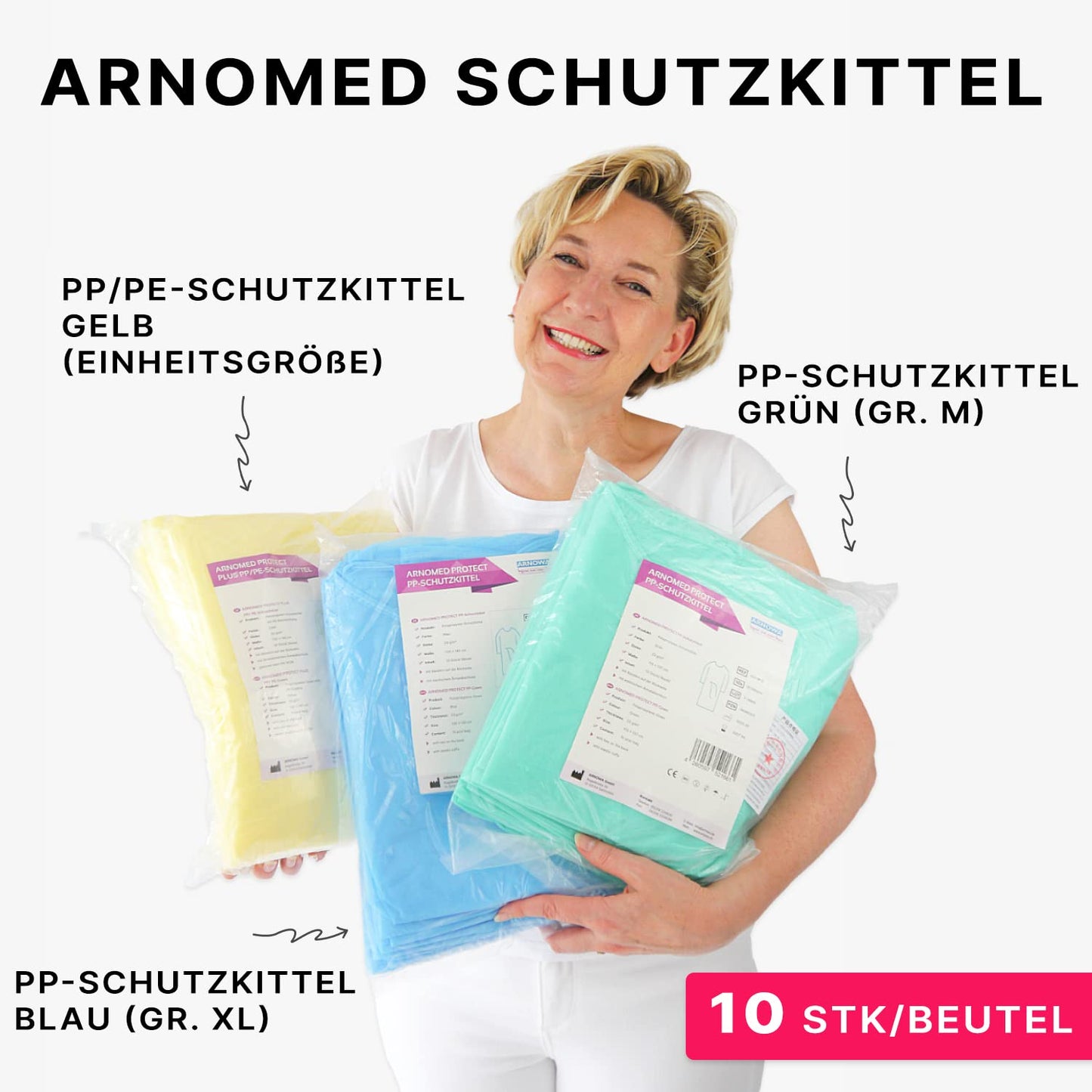 100 Stück Einweg OP Kittel Blau XL – Hochwertige PP Schutzkleidung (130x140 cm, 23 g/m²) für Klinik und Praxis