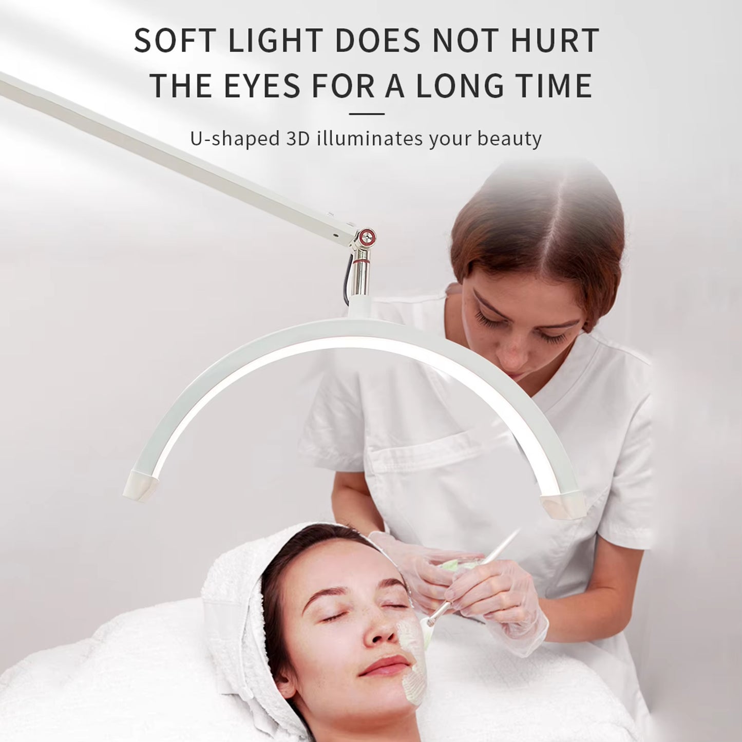 HD-M3X Desktop LED Video Light Half-Moon Fill Light 3000K-6000K C-Clamp for Beauty Salon Makeup Live Streaming Bedside