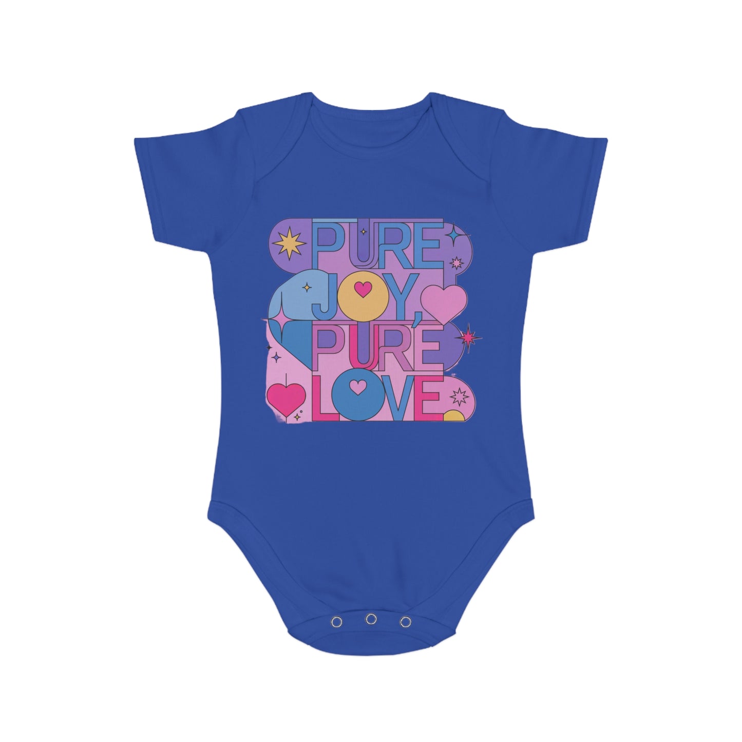 Pure Joy Pure Love T-shirt | Retro Typography Art | Positive Quote Tee | Colorful Love Design | Modern Heart Shirt | Short Sleeve