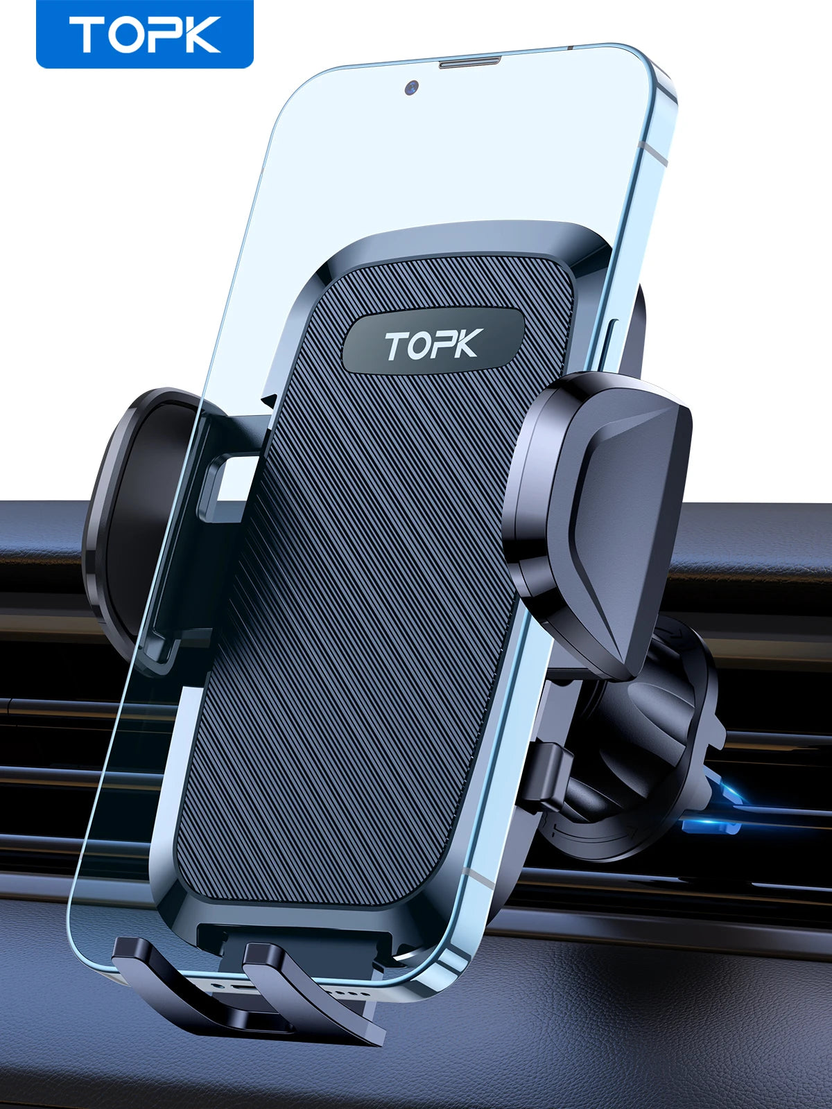 TOPK D36-G Car Phone Holder with Hook Clip Air Vent Car Mount 360° Rotation Mobile Phone Mount for Cellphone