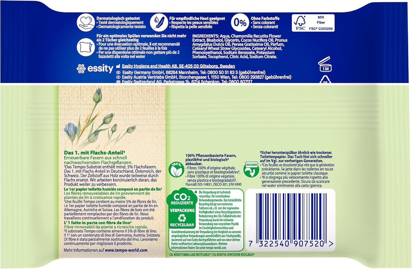 Tempo Feuchte Toilettentücher ''Sanft & Sensitiv'' - Megapack - 16 Packungen Mit Je 42 Tüchern - Duo Packs - Natürliche Aloe Vera - Toilettenpapier, Dermatologisch Getestet, Ph-Hautneutral