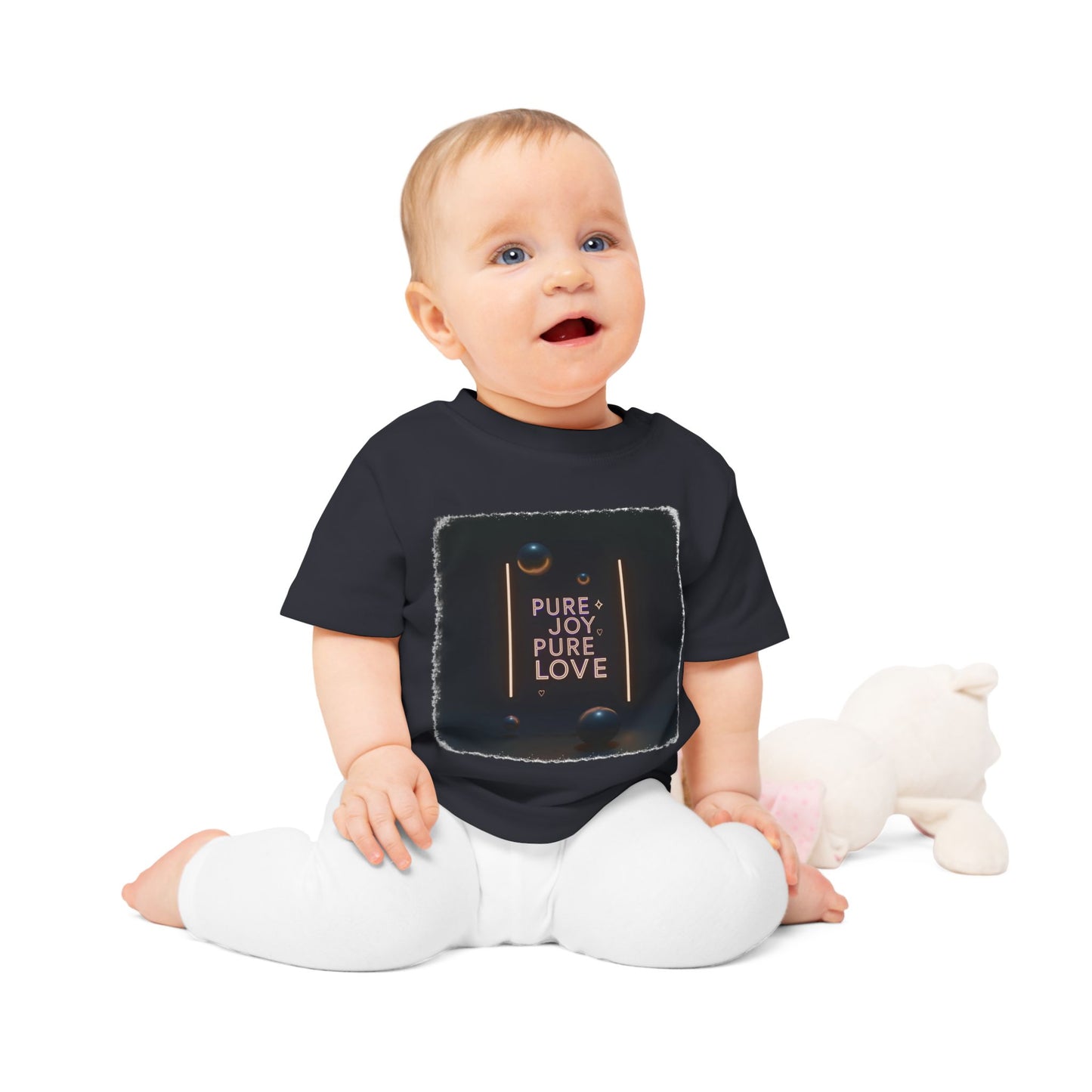 Baby T-Shirt | Pure Joy Pure Love T-shirt | Modern Neon Sign Design | Abstract Sphere Art | Dark Aesthetic Tee | Love Quote Shirt