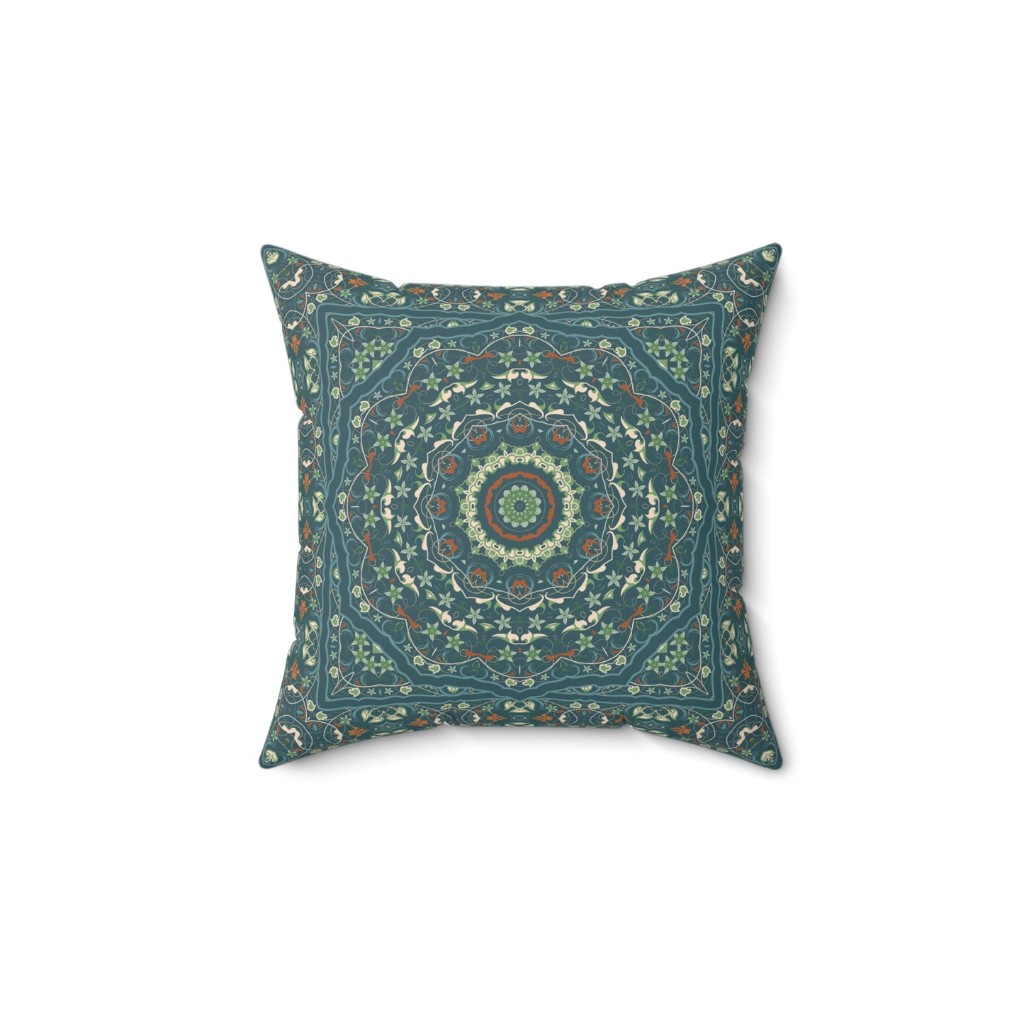 Bohemian Mandala Sierkussen | Teal Groen Decoratief Kussen | Stijl Huisdecoratie | Boho Woonkamer Kussen | Geometrisch Meditatiekussen