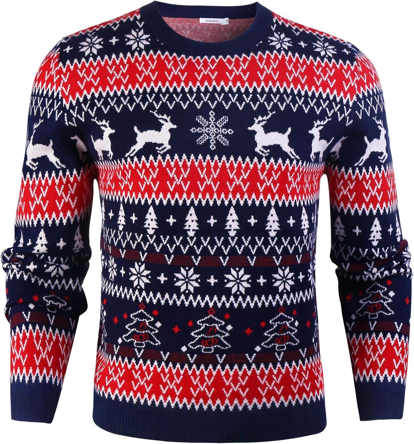Iclosam Herren Weihnachtspullover Sweater Christmas Pullover Rundhals Warme Strickpulli Für Weihnachten
