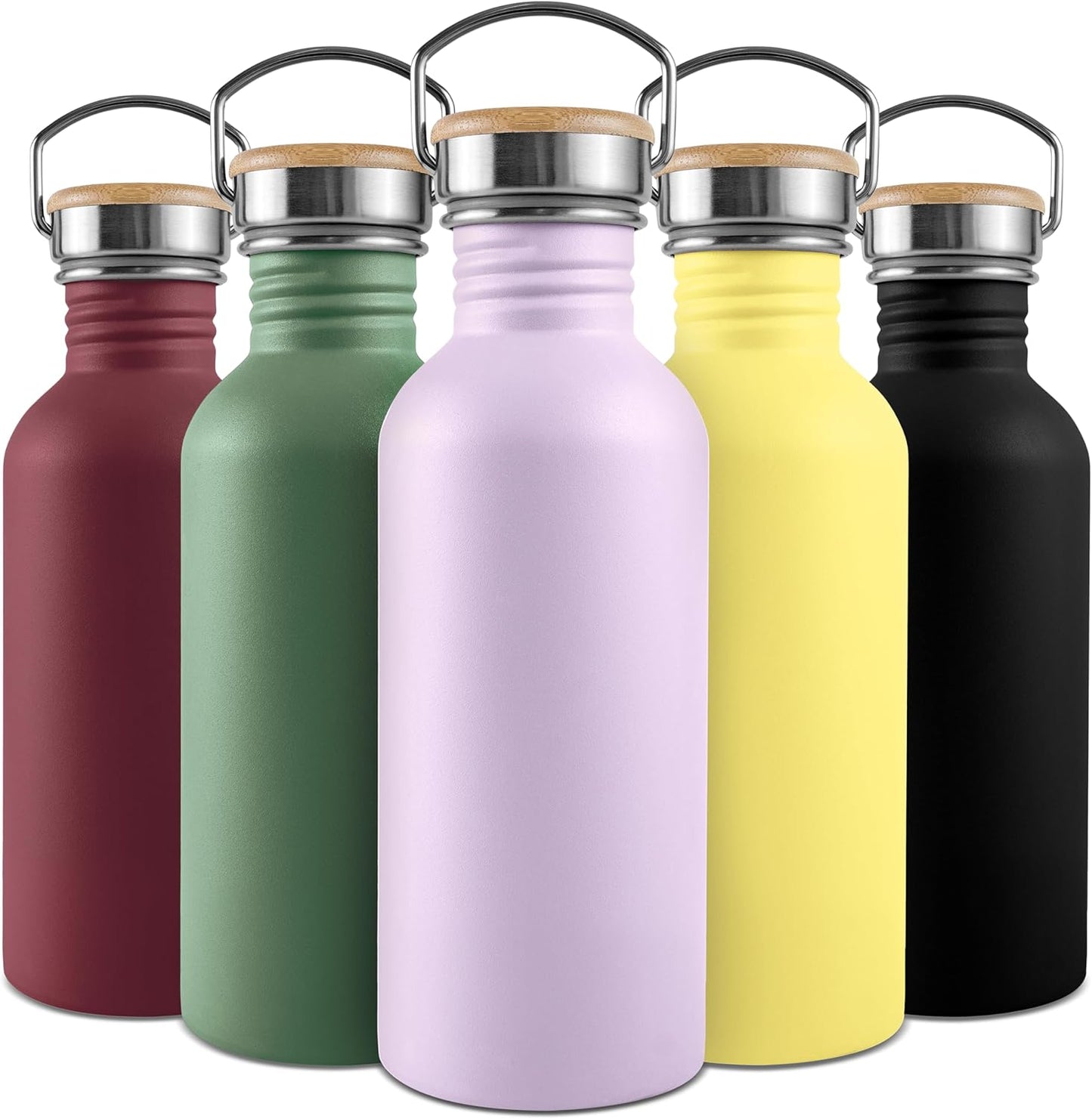 Bambaw 1L Edelstahl Trinkflasche in Fliederlila – Leichte, Nicht-Isolierte Metallflasche für Unterwegs