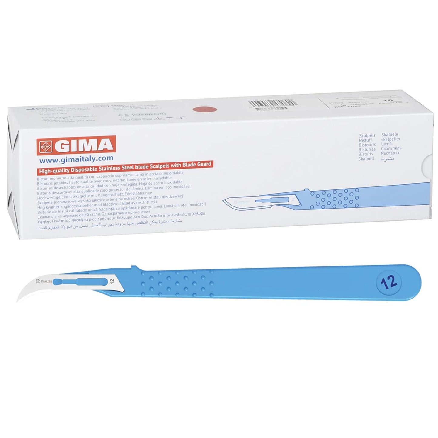 Sterile Disposable Scalpel, Standard Model No. 12, Pack of 10 - 27062