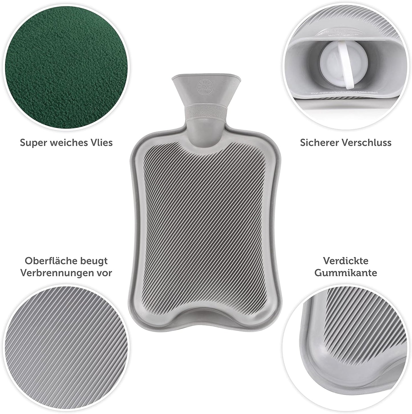 Luxurious Eco-Friendly Blumtal Premium Hot Water Bottle with Soft Fleece Cover - Leak-Proof Comfort in Elegant Green