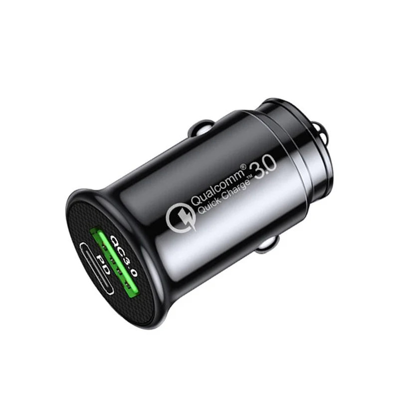 Mini USB Car Charger Quick Charge 3.0 PD Charger Fast Charging USB Type C QC PD 3.0 Mobile Phone Charger for Samsung Galaxy S21