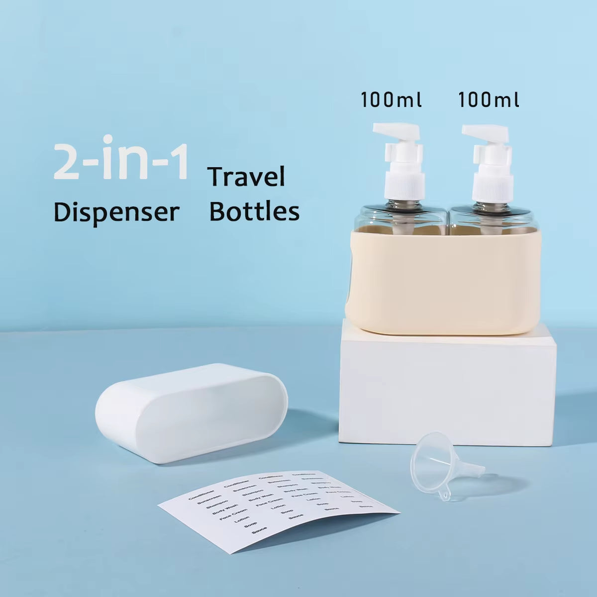 2 in 1 100Ml Travel Bottle Set Combination Shampoo Shower Gel Hand Wash Lotion Split Empty Bottle Travel Kit Accessories