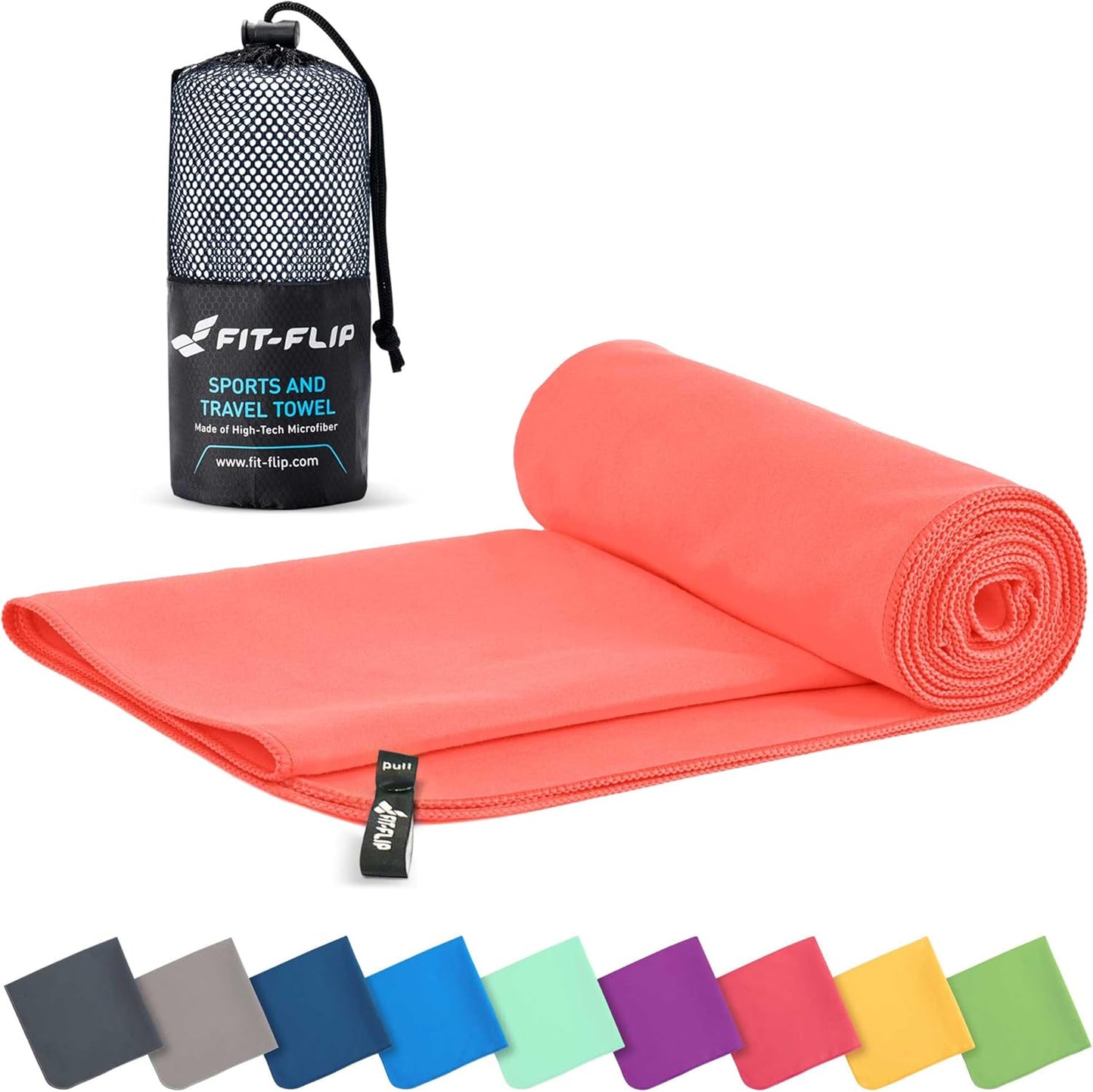 Fit-Flip Mikrofaser Handtuch - Kompakte Microfaser Handtücher - Ideal Als Sporthandtuch, Reisehandtuch, Strandtuch - Schnelltrocknend Und Leicht - Badetuch Groß - Sport, Fitness, Sauna