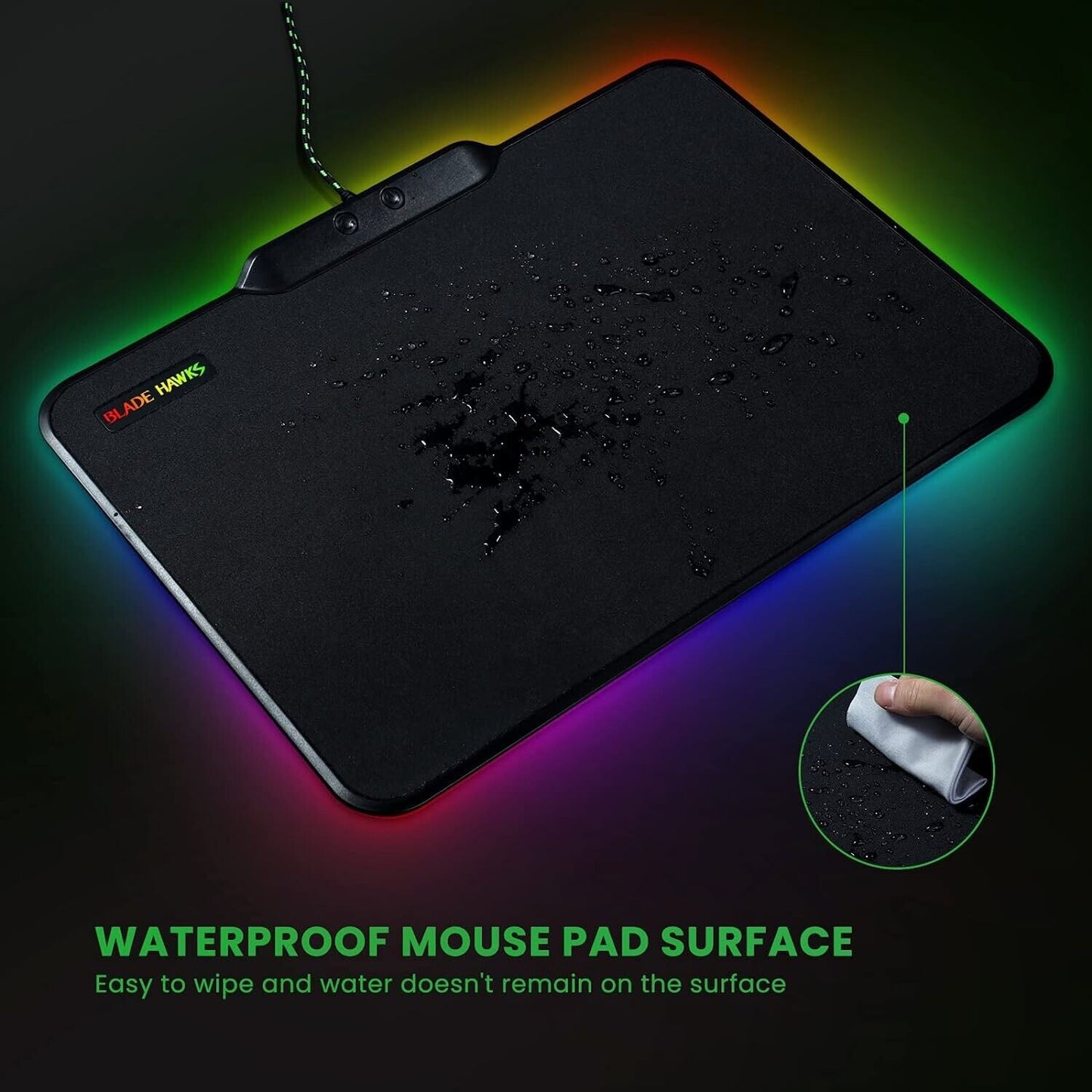 Gaming Mauspad RGB Mousepad Mit 9 Beleuchtungs Modi Dauerhaft Mittel USB TRS-64