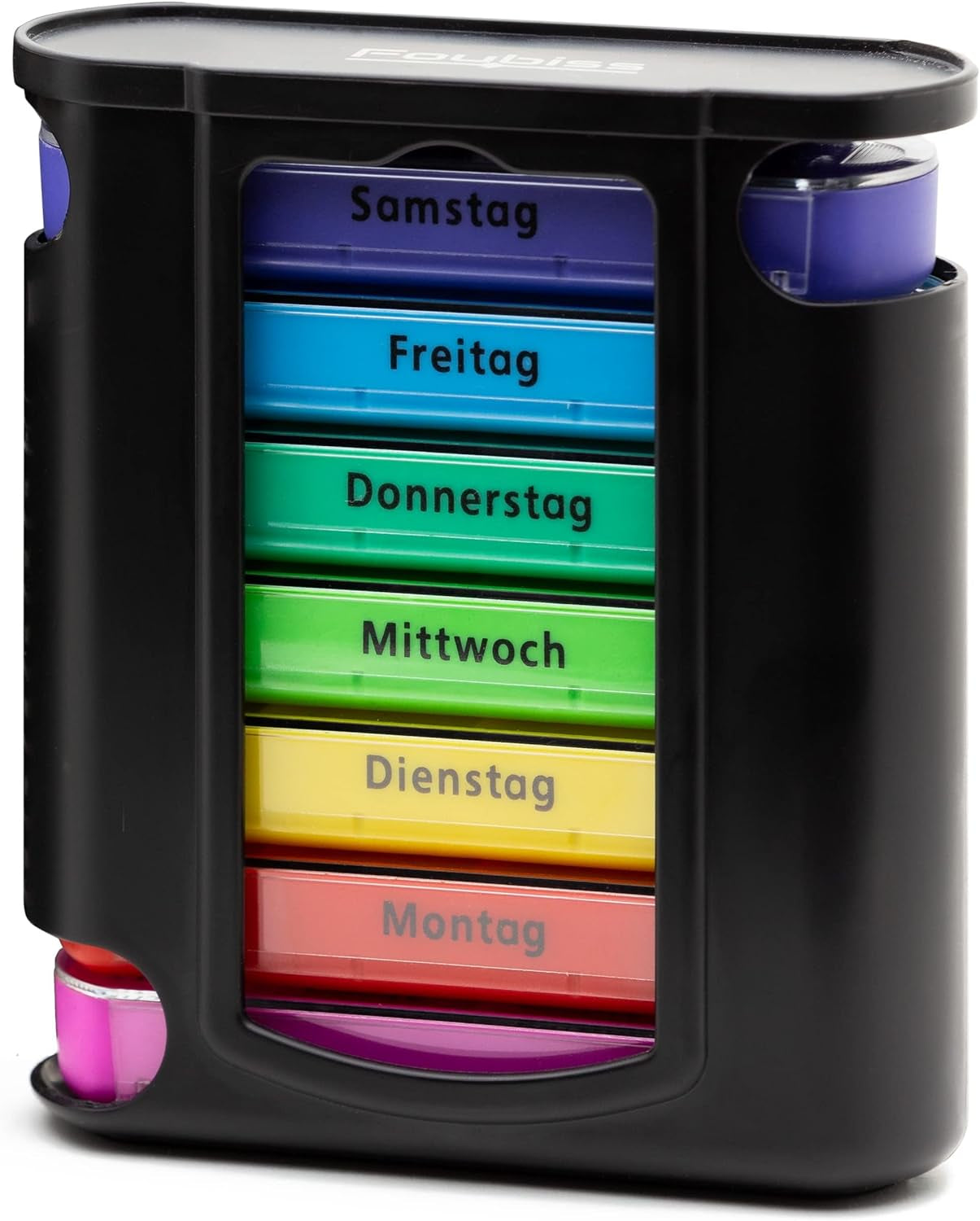 Foubiss Tablettenbox - BPA Frei - Medikamentenbox Mit 7 Tage 4 FΓ€cher - Pillendose Perfekt FΓΌr Unterwegs - Seniorenfreundliche Pillenbox - Tablettendose Morgens ,Mittags Oder Abends
