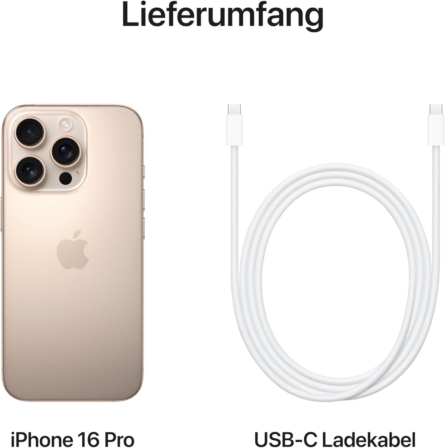 Apple iPhone 16 Pro (256GB, Titan Wüstensand) – 5G, 4K Dolby Vision, Kamerasteuerung & längere Batterielaufzeit