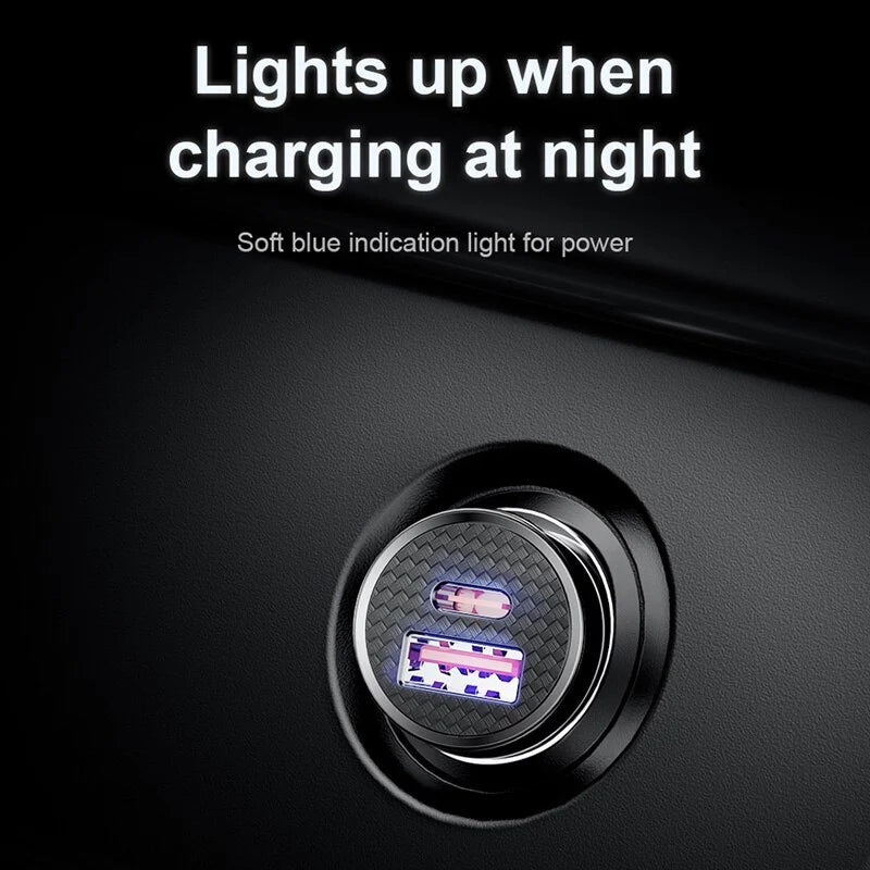 Mini USB Car Charger Quick Charge 3.0 PD Charger Fast Charging USB Type C QC PD 3.0 Mobile Phone Charger for Samsung Galaxy S21