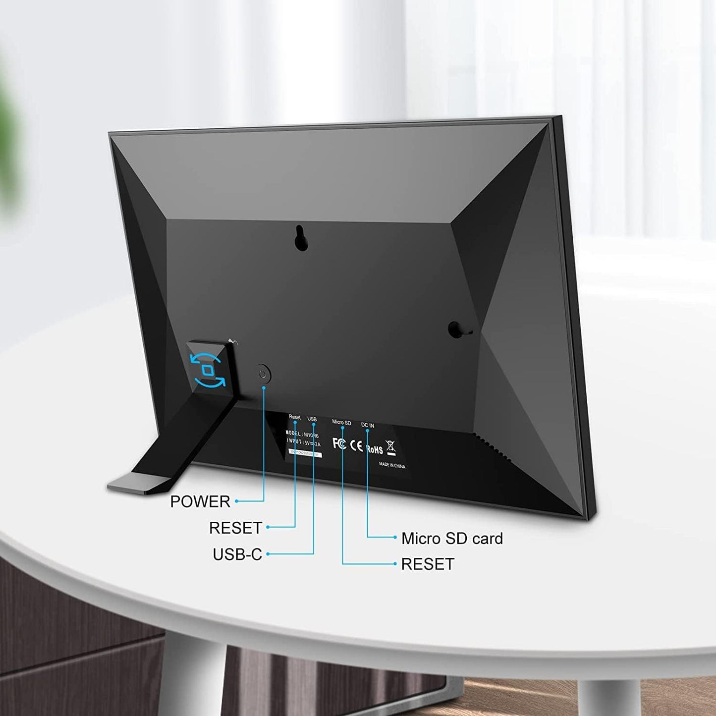 10.1 Zoll WLAN Digitaler Bilderrahmen - Fotos & Videos Sofort Teilen, Automatische Drehung, Bewegungssensor, Energiesparend, Schwarz