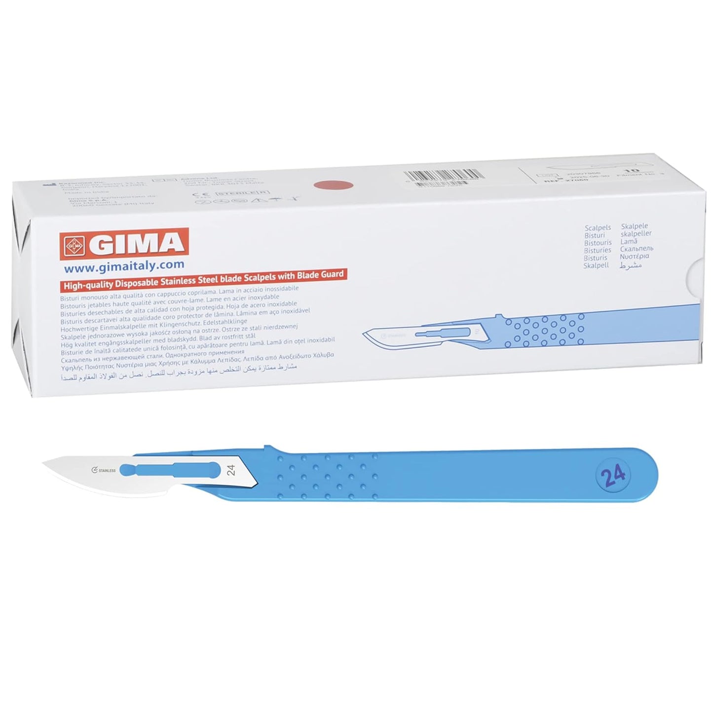 Sterile Disposable Scalpel, Standard Model No. 24, Pack of 10, 27068