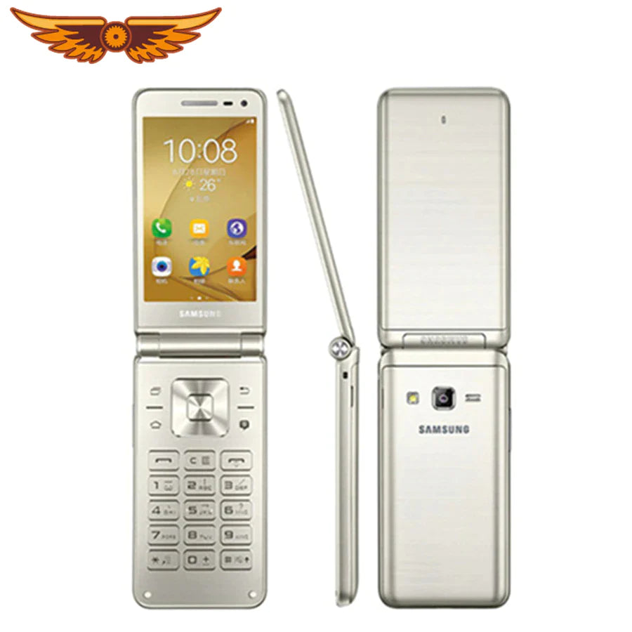Original Samsung Galaxy Folder G1600(2016) 3.8 Inch Quad Core 2GB RAM 16GB ROM Dual SIM 1.4Ghz LTE Flip Unlocked Mobile Phone