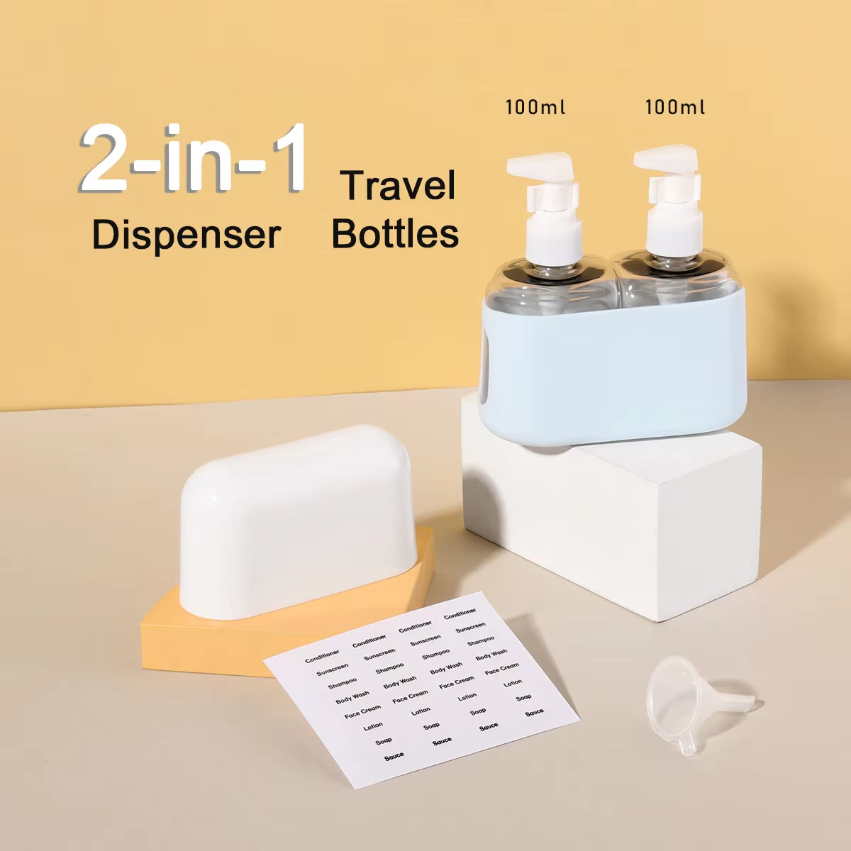 2 in 1 100Ml Travel Bottle Set Combination Shampoo Shower Gel Hand Wash Lotion Split Empty Bottle Travel Kit Accessories