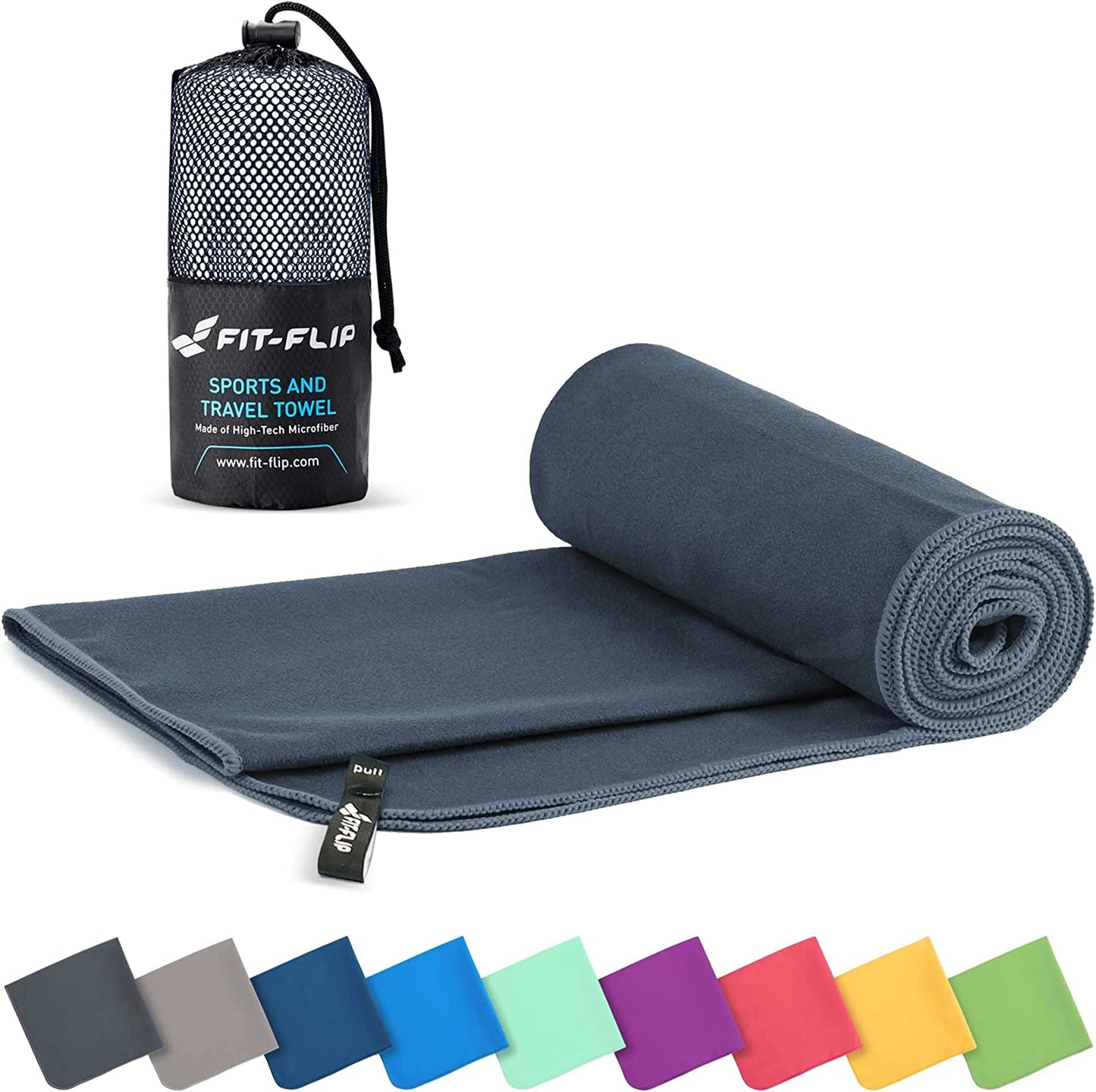 Fit-Flip Mikrofaser Handtuch - Kompakte Microfaser Handtücher - Ideal Als Sporthandtuch, Reisehandtuch, Strandtuch - Schnelltrocknend Und Leicht - Badetuch Groß - Sport, Fitness, Sauna