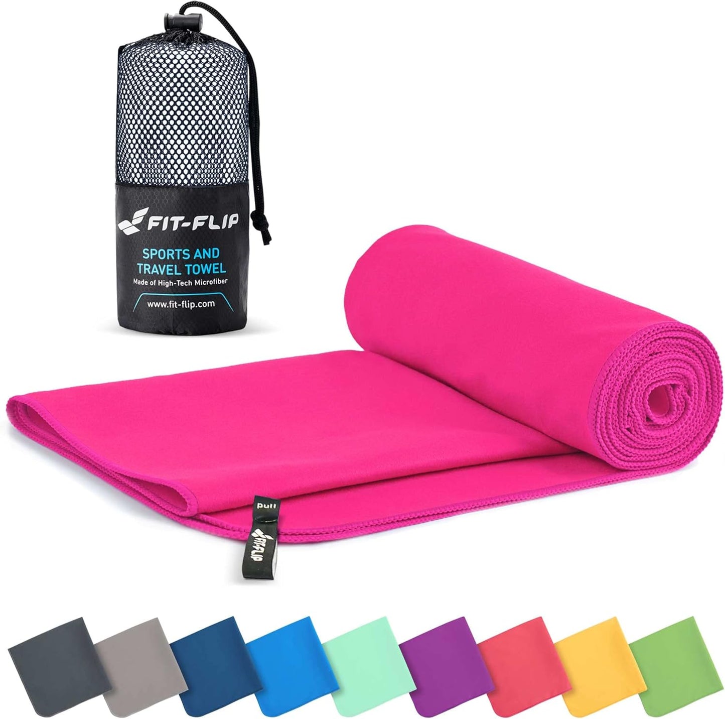Fit-Flip Mikrofaser Handtuch - Kompakte Microfaser Handtücher - Ideal Als Sporthandtuch, Reisehandtuch, Strandtuch - Schnelltrocknend Und Leicht - Badetuch Groß - Sport, Fitness, Sauna