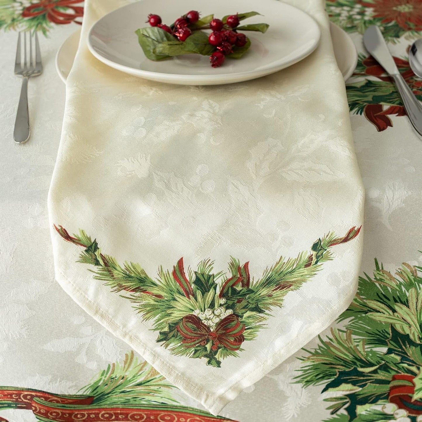 Christmas Ribbons Engineered Bedruckte Stoffservietten Für Weihnachten, Winter Und Urlaub Tischdecken (48,3 X 48,3 Cm Servietten, 4 Stück, Weihnachtsbänder)