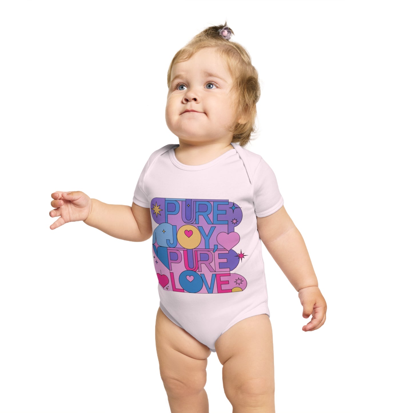 Pure Joy Pure Love T-shirt | Retro Typography Art | Positive Quote Tee | Colorful Love Design | Modern Heart Shirt | Short Sleeve