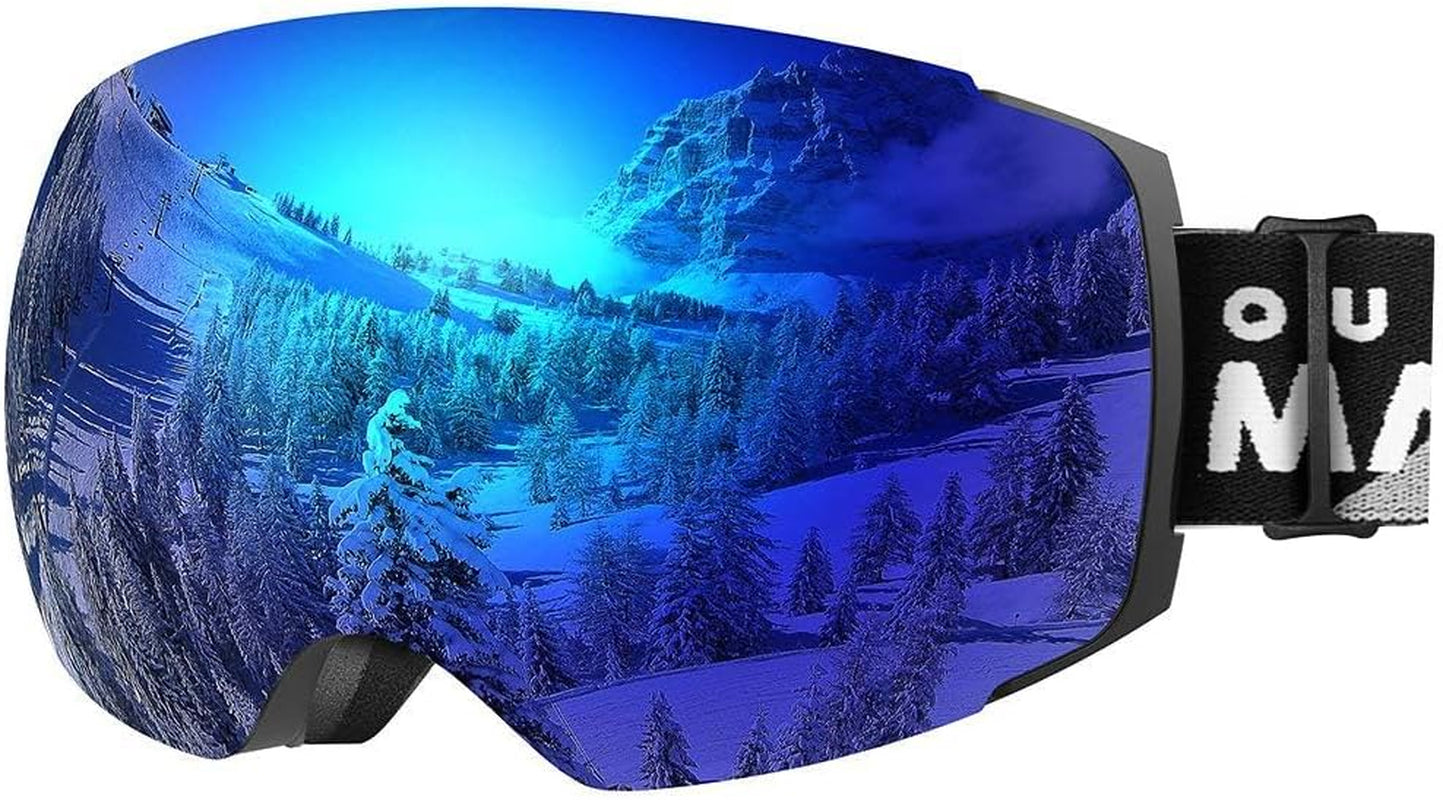 Outdoormaster PRO Unisex Ski Goggles - 100% UV Protection, Interchangeable Lenses, Anti-Fog Design for Men, Women, and Youth!