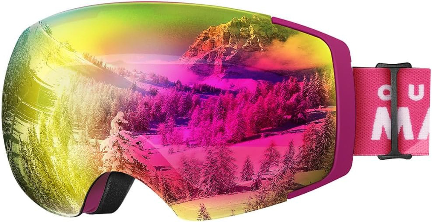 OUTDOORMASTER Unisex Skibrille PRO – 100% UV-Schutz, Wechselgläser, Anti-Nebel, Ideal für Brillenträger, Perfekt für Jungen & Mädchen!