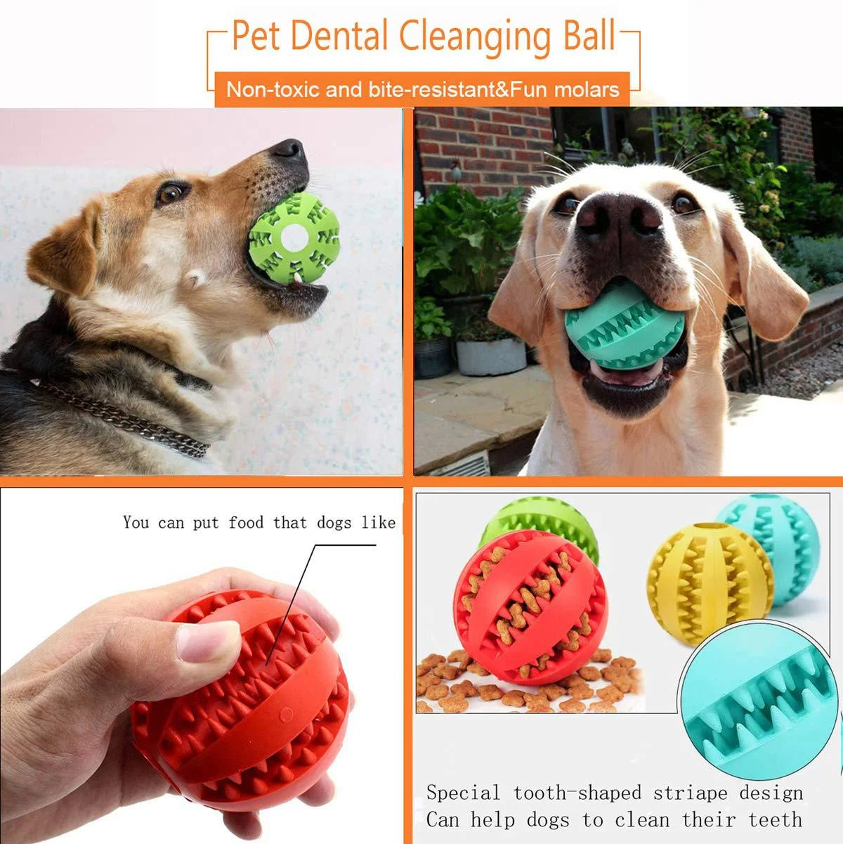 Natural Rubber Pet Dog Toys Dog Chew Toys Tooth Cleaning Treat Ball Extra-tough Interactive Elasticity Ball5cm for Pet Products
