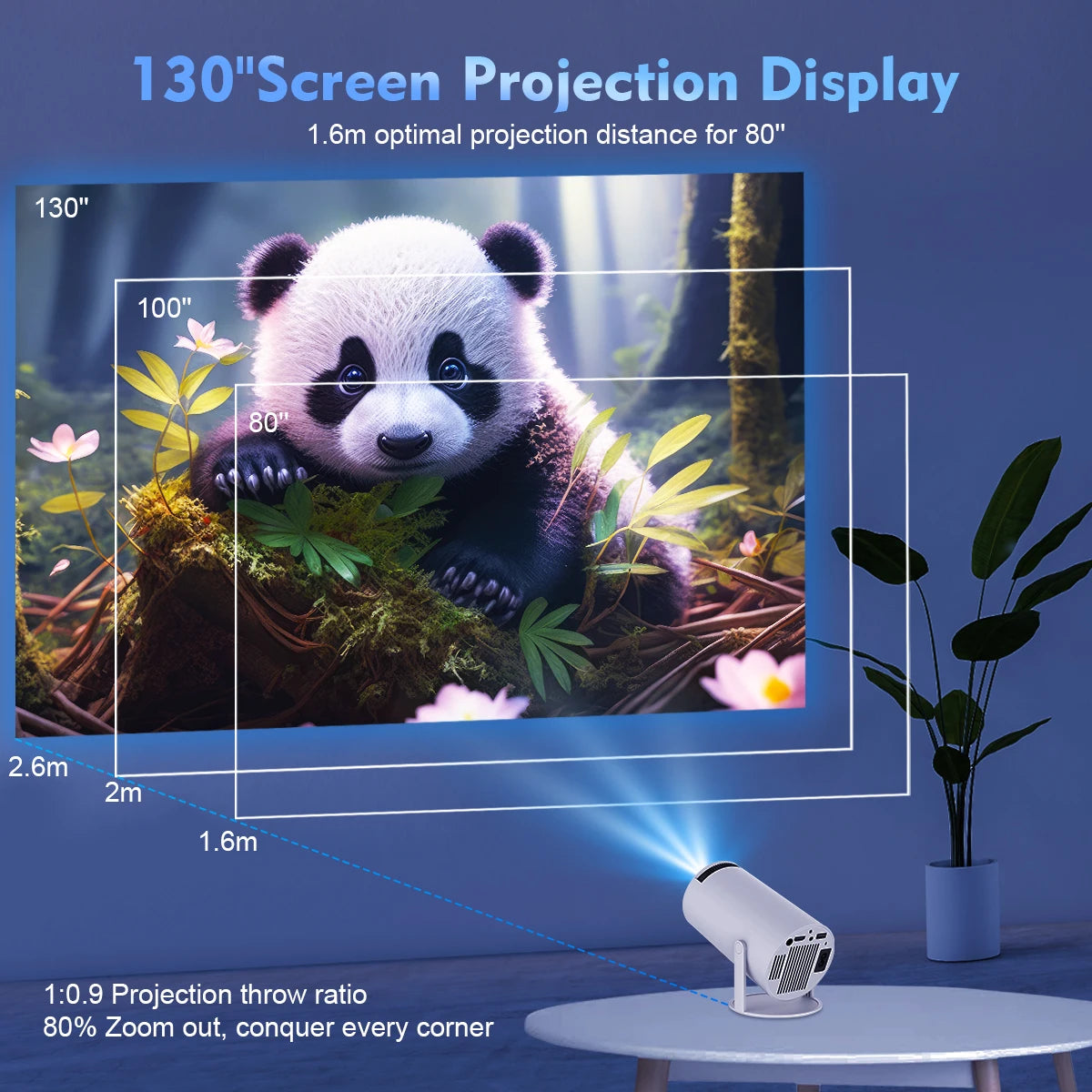 Magcubic Projector Android 11 4K 1280*720P HY300 Dual Wifi 260ANSI 180°flexibele BT5.0 Cinema Outdoor Draagbare Projector HY300 Pro