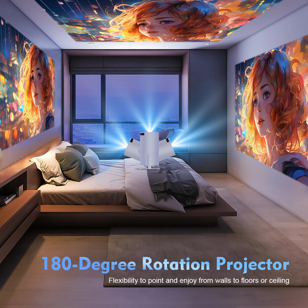 Magcubic Projector Android 11 4K 1280*720P HY300 Dual Wifi 260ANSI 180°flexibele BT5.0 Cinema Outdoor Draagbare Projector HY300 Pro