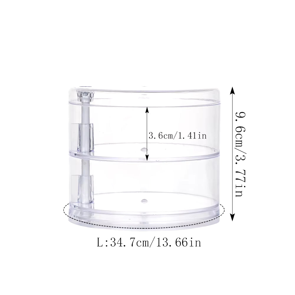 Rotating Jewelry and Makeup Storage Organizer with Cover - Round Plastic Display Rack for Bracelets and Earrings