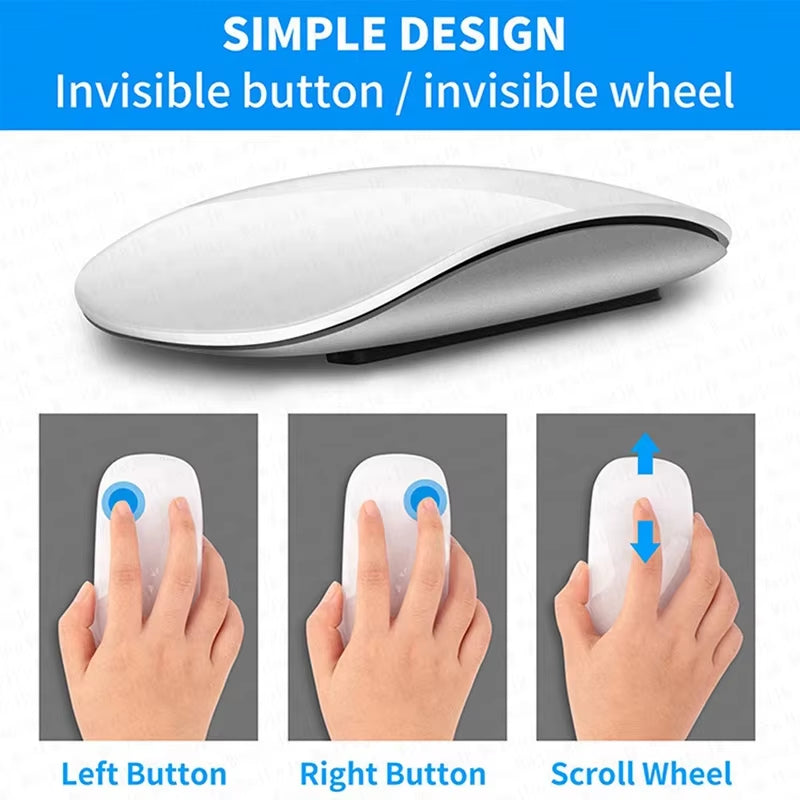 For Apple Wireless Bluetooth Rechargeable Silent Multi Arc Touch Mice Ultra-Thin Magic Mouse for Macbook Pro Air Mini Laptop PC
