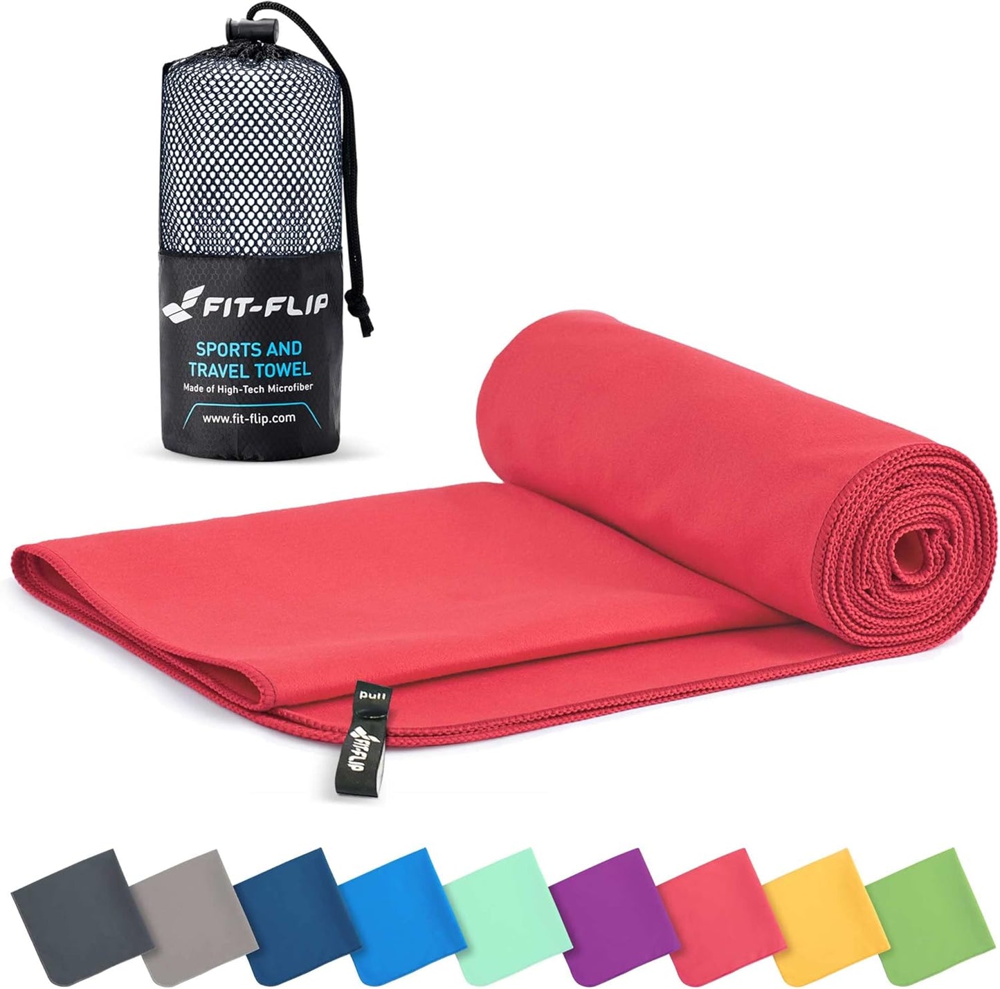 Fit-Flip Mikrofaser Handtuch - Kompakte Microfaser Handtücher - Ideal Als Sporthandtuch, Reisehandtuch, Strandtuch - Schnelltrocknend Und Leicht - Badetuch Groß - Sport, Fitness, Sauna