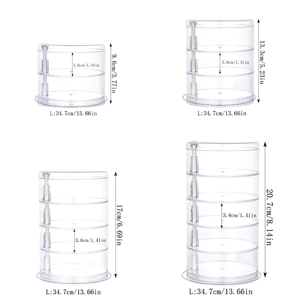 Rotating Jewelry and Makeup Storage Organizer with Cover - Round Plastic Display Rack for Bracelets and Earrings