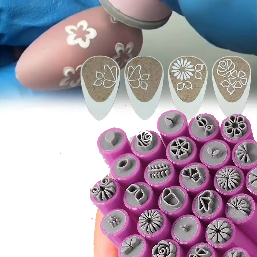 Professional Nail Art Stamp Pen Set - 9D Daisy, Star, Butterfly, and Heart Templates - 3/4/5/6/10 Pieces DIY Nail Painting Tools