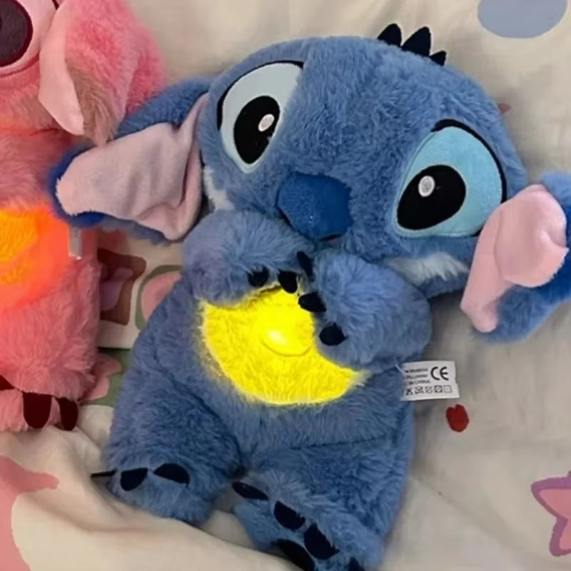 Stitch Kawaii Plush Doll Baby Sleeping Companion Sound Soothing Musical Kawaii with Air Bag and Light Doll Breathing Gifts Toys