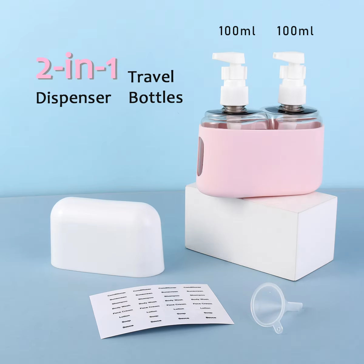 2 in 1 100Ml Travel Bottle Set Combination Shampoo Shower Gel Hand Wash Lotion Split Empty Bottle Travel Kit Accessories
