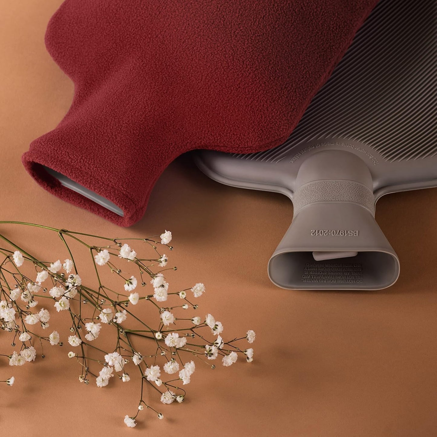 Blumtal Extra Large Premium Hot Water Bottle - Ultra-Soft Polar Fleece Cover, Leak-Proof Design for Ultimate Pain Relief - Aurora Red