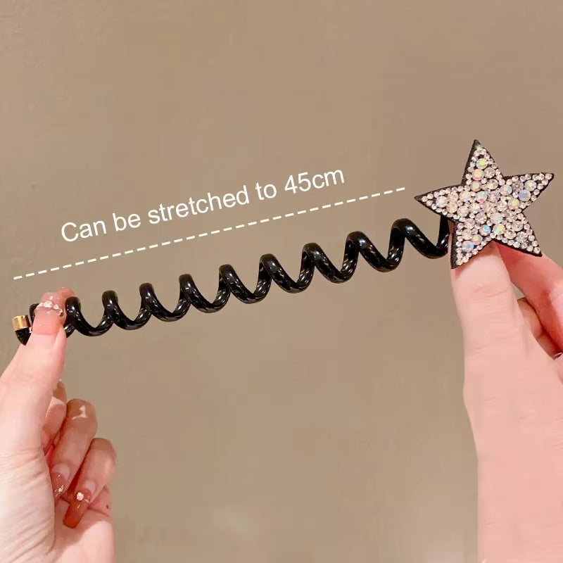 1/2Pcs Rhinestone Star Hair Ties Girls Ponytail Elastic Hair Bands Scrunchies Telephone Wire Ropes Bands Girls Hair Accessories