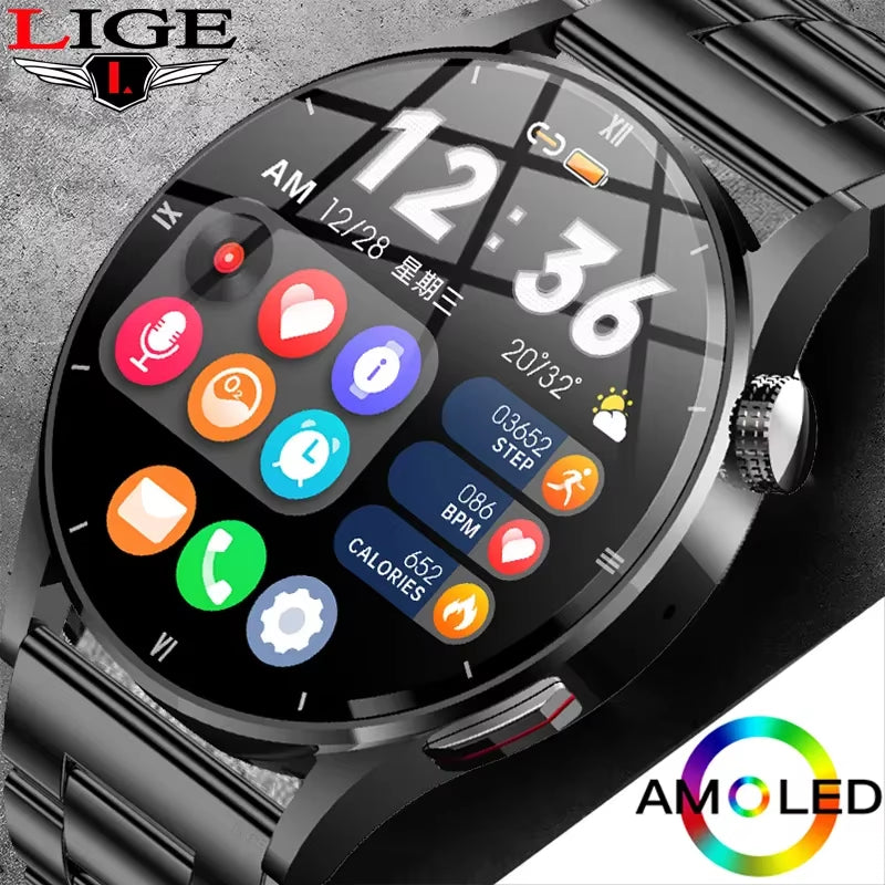 Watch for Men Smart Watch AMOLED HD Screen Body Temperature Detection Ai Smart Voice Smartwatch 2024 Bluetooth Call Clock