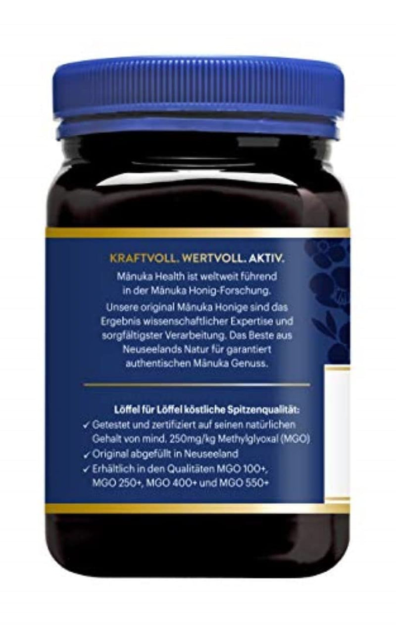 Manuka Health - Manuka Honig MGO 250+ (500 G) - 100% Pur Aus Neuseeland Mit Zertifiziertem Methylglyoxal Gehalt