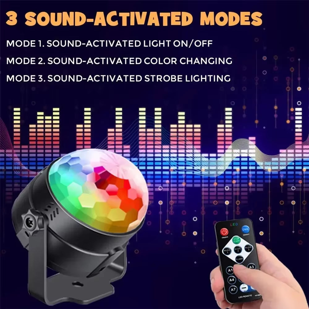 7 Colors Strobe Light Sound Activated Stage with Remote Control Disco Ball Lamps for Home Room Parties Kids Birthday Wedding Bar