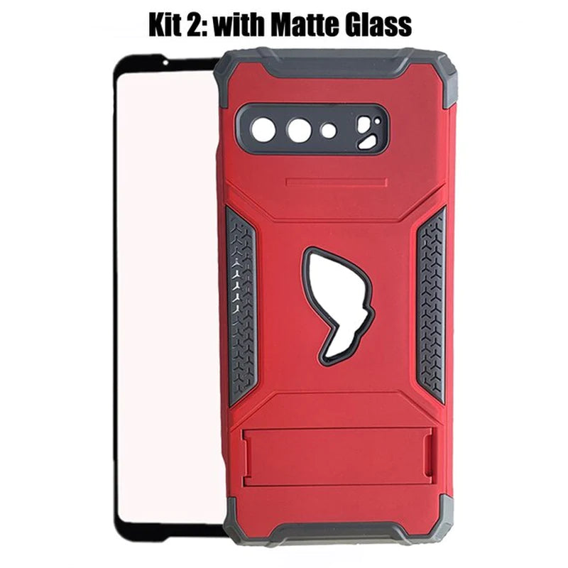 ZSHOW Armour Case for ASUS ROG Phone 3 Case Air Trigger Compatible with Kickstand and Dust Plug Military Grade Drop Protection