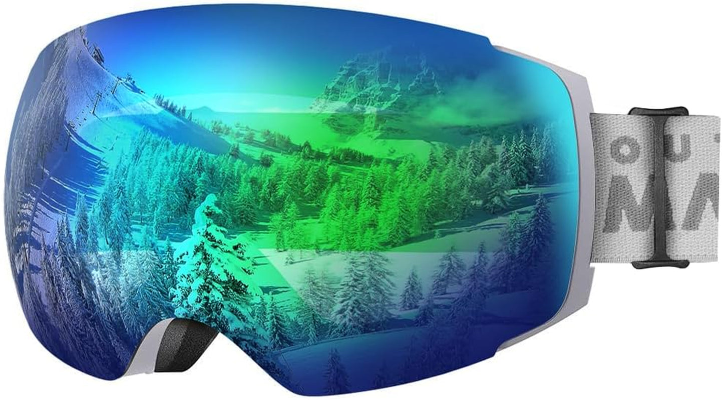 Outdoormaster PRO Unisex Ski Goggles – Interchangeable Lens, 100% UV Protection, Anti-Fog Snowboard Glasses for Men, Women, and Kids