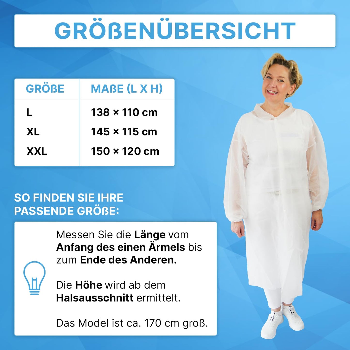 Premium 5-Pack XXL Disposable White Protective Gowns - Food Safe, Featuring 4 Snap Buttons, Lightweight 23G/M² Nonwoven Fabric, Ideal for Visitors and Temporary Use