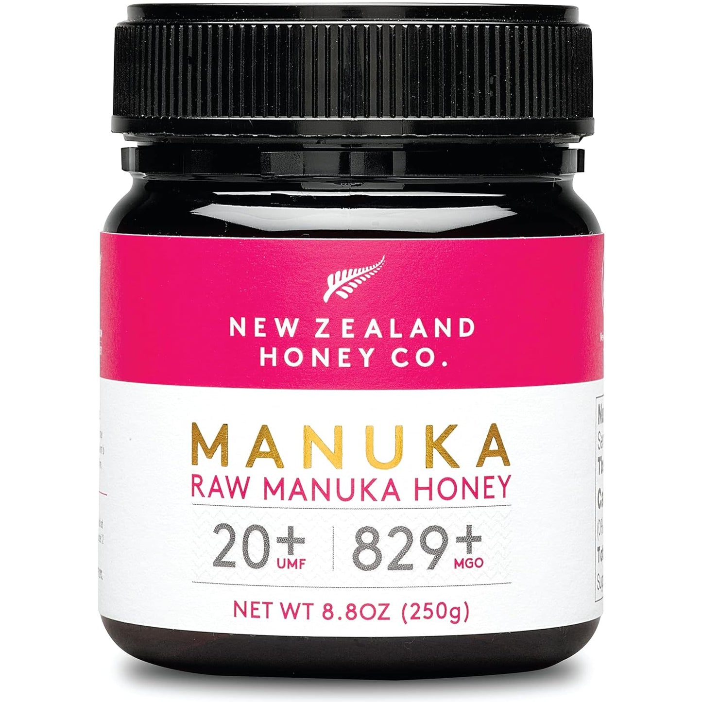 . Manuka Honig MGO 829+ / UMF 20+ | Aktiv Und Roh | Hergestellt in Neuseeland | Zertifiziertem Methylglyoxal Gehalt | 250G