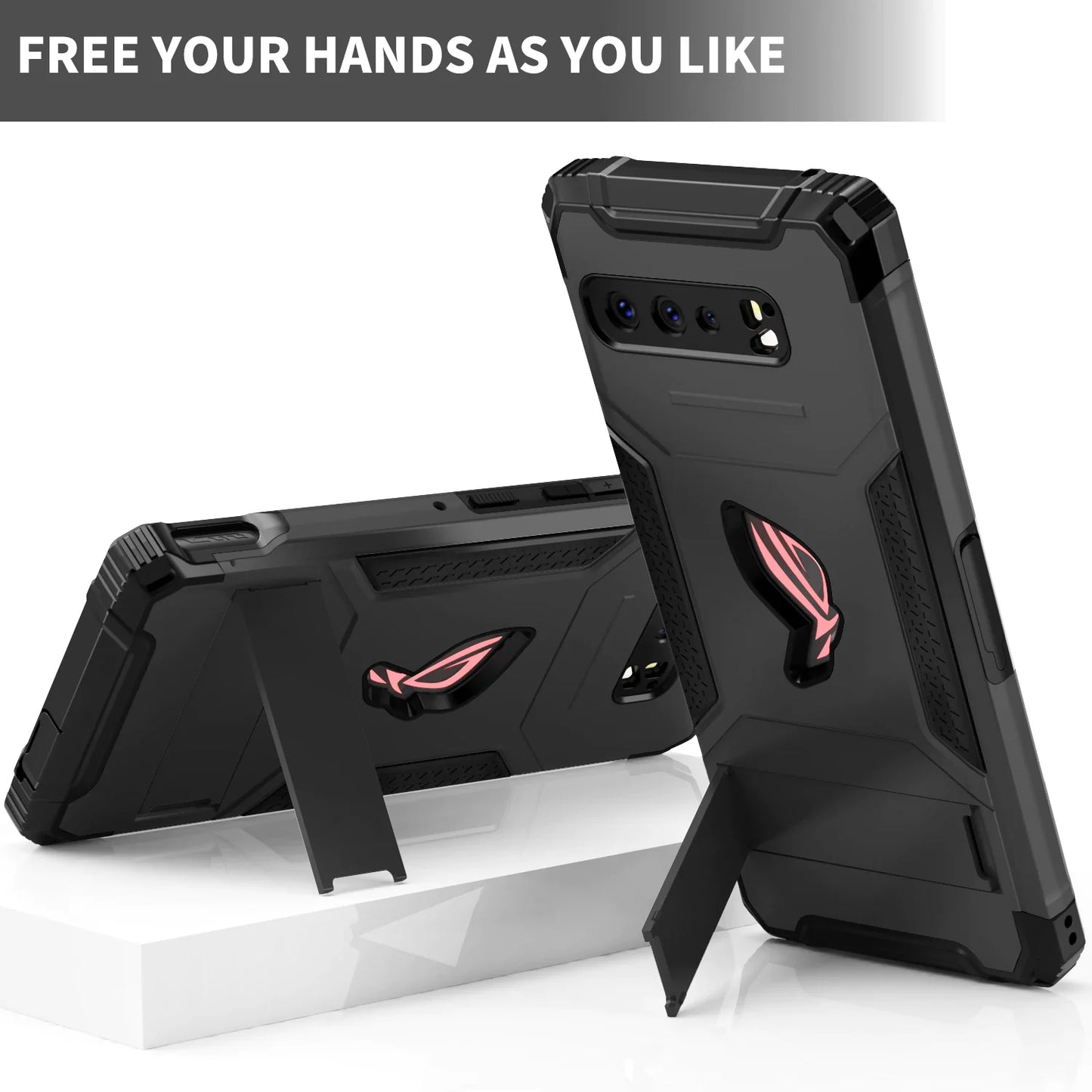 ZSHOW Armour Case for ASUS ROG Phone 3 Case Air Trigger Compatible with Kickstand and Dust Plug Military Grade Drop Protection