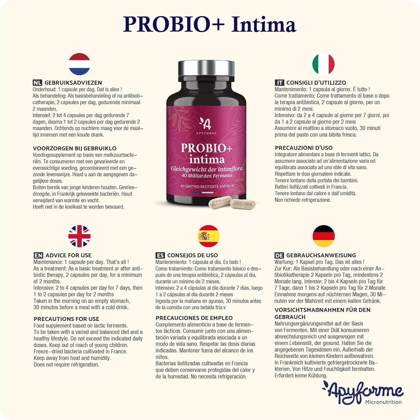 - Probiotika Für Frauen Intimflora - Bis Zu 40 Milliarden Kbe/Tag - 4 Lactobacillus-Stämme: Reuteri, Rhamnosus, Crispatus Und Acidophilus - 60 Magensaftresistente Kapseln - Probio+ Intima